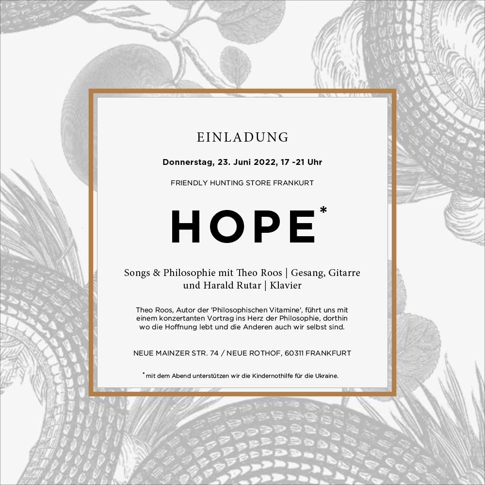 Einladung zum Store Event "HOPE" am 23. Juni im Store Frankfurt