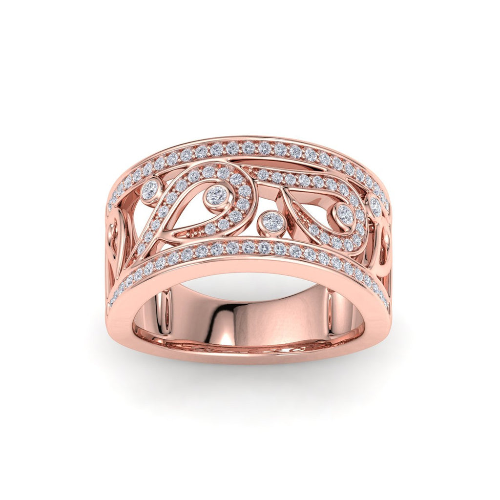 Wide ring in rose gold with white diamonds of 0.48 ct in weight