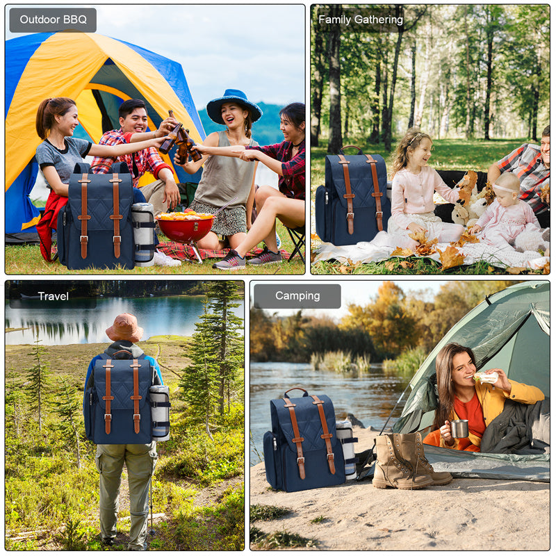 
                  
                    Picnic Backpack for 4 Person with Large Insulated Cooler Bag-Navy Blue
                  
                
