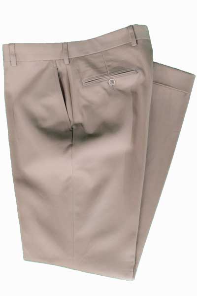 Men's Flat Front Pant Chairman s Collection - KHAKI - 100% COTTON