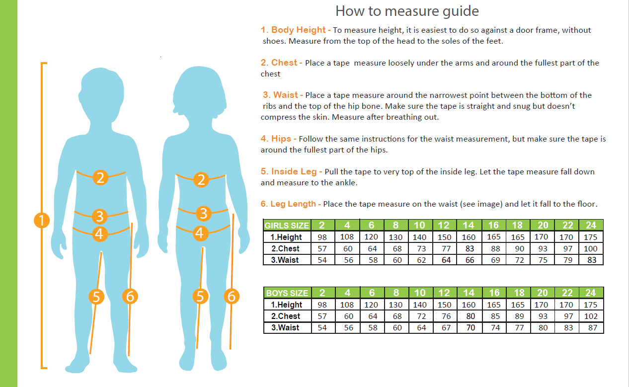 Size Chart – John Purchase Uniform Shop