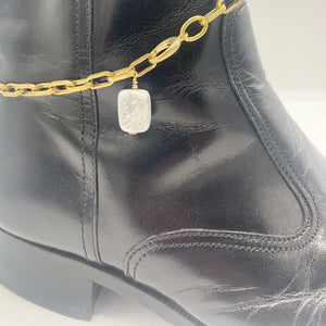 Howlite BOOT Anklet Brass Chain - Sadhana Beads