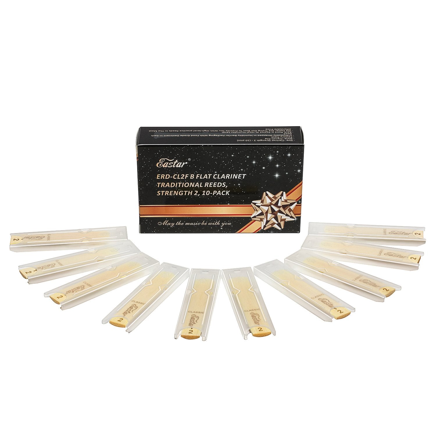 

Eastar 10 Pack Bb Clarinet Reeds 3.0 ERD-CL3.0F, Traditional B Flat Clarinet Reeds With Box