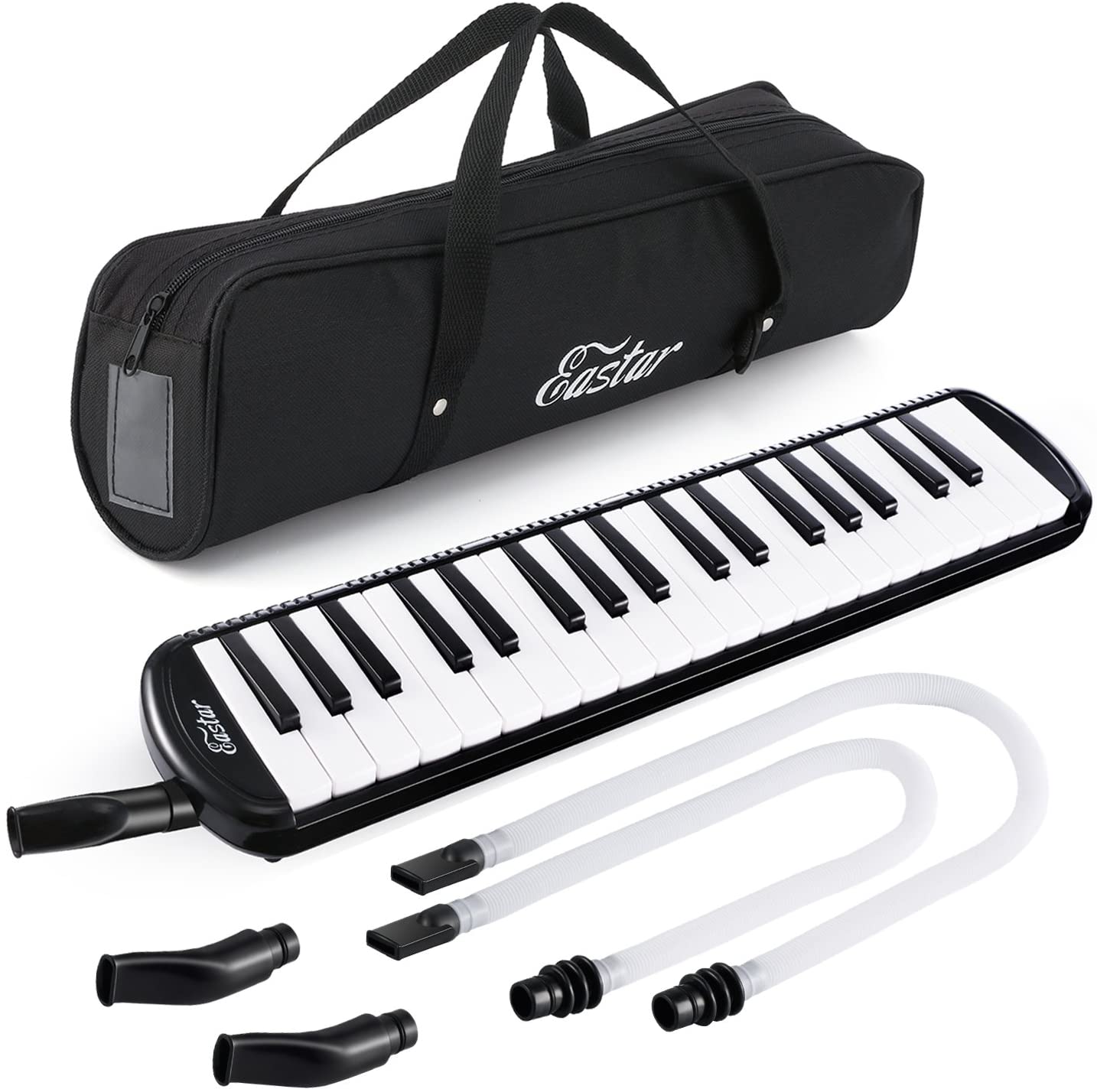 

Eastar 37-Keys Melodica for Beginners with 2 Soft Long Tubes/Short Mouthpieces/Carrying Bag/Black