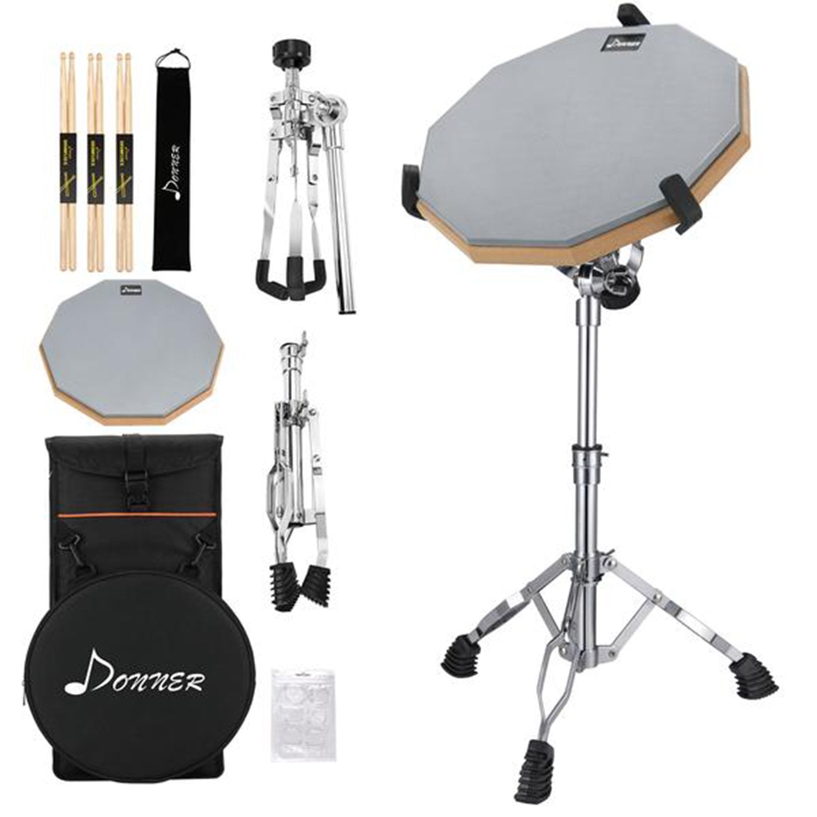

Donner Drum Practice Pad Set with Drum Stand, Drum Sticks, and Bag