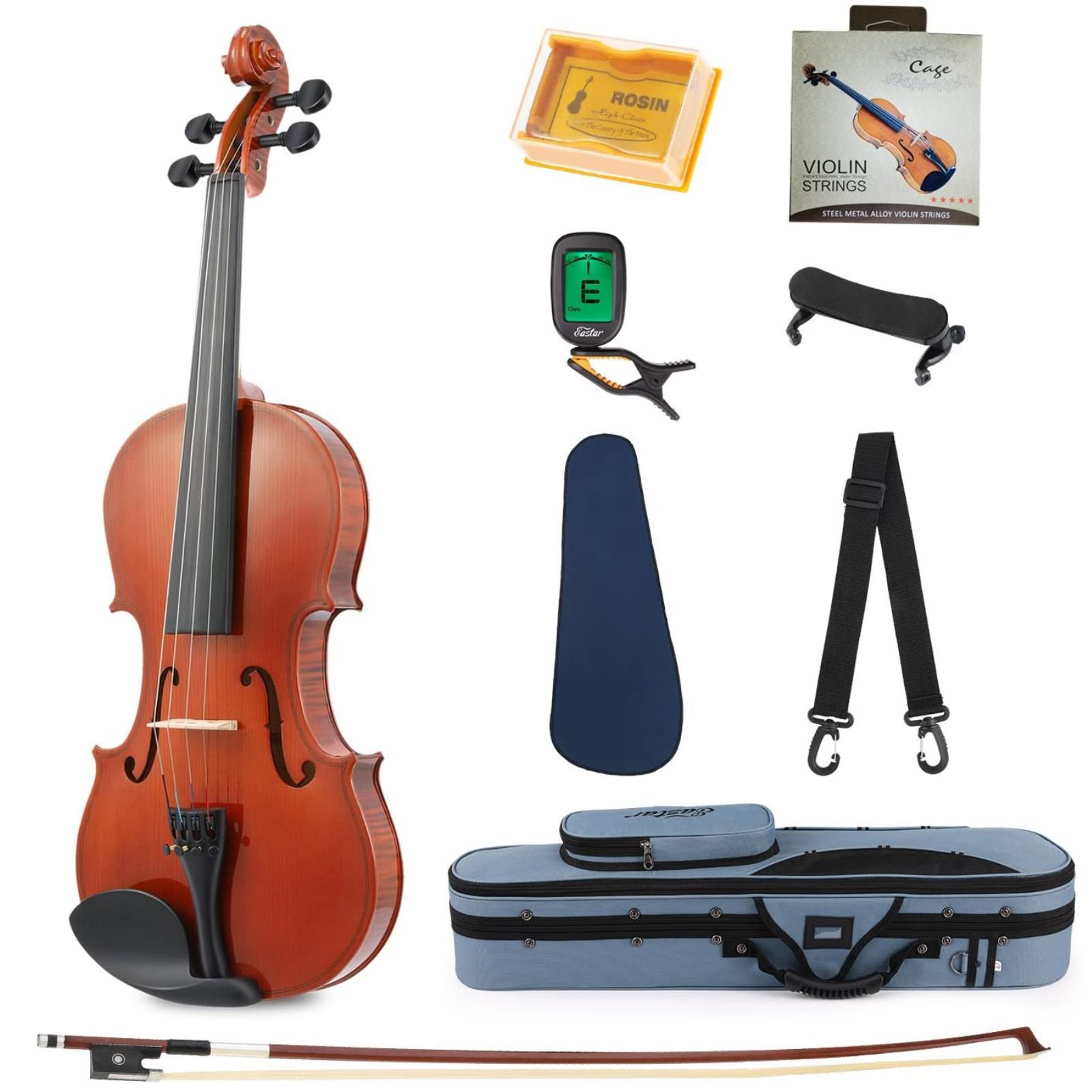 

Eastar EVA-1 1/4 Violin Set for Beginner with Hard Case/Shoulder Rest/Bow/Rosin/Clip-on Tuner/Extra Strings