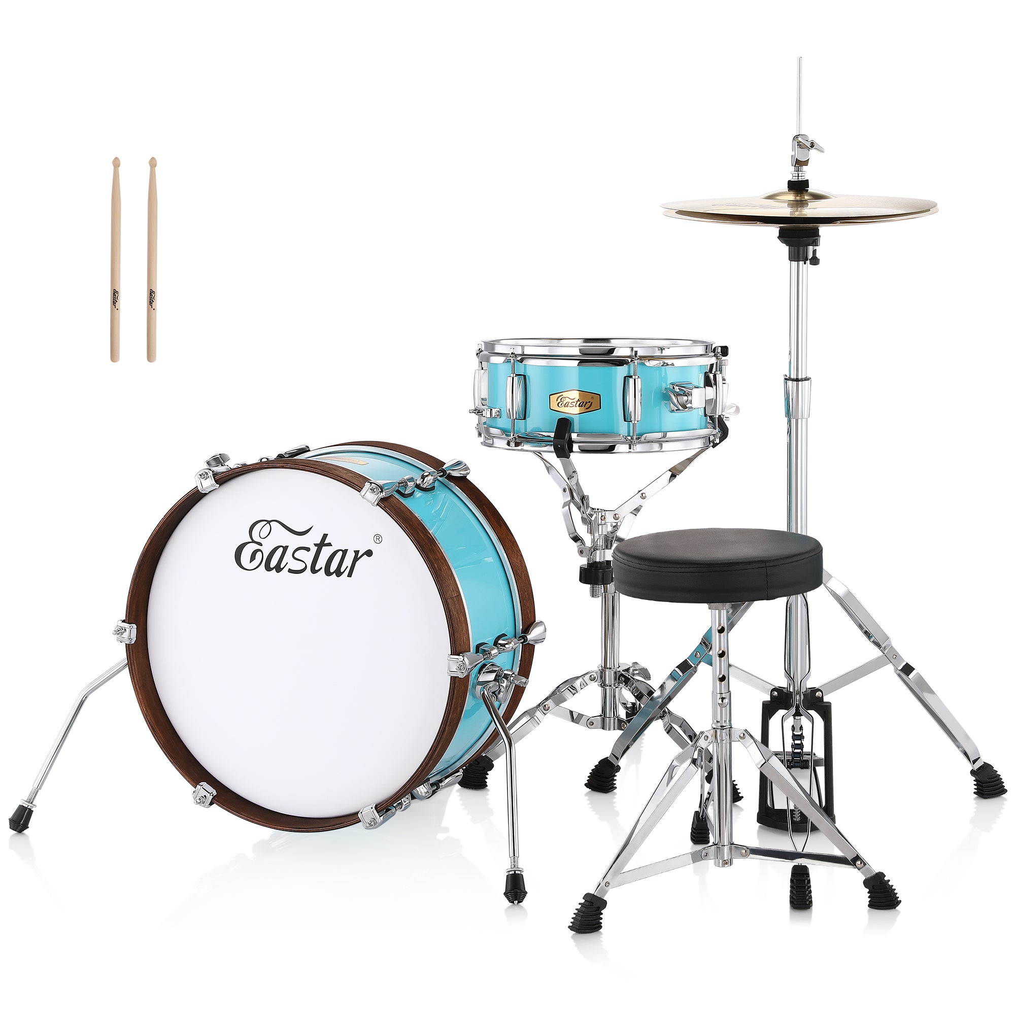 

Eastar EDS-680 18 inch 2 Piece Acoustic Drum Set for Beginner Junior with 14-inch Hi-Hat/Hanging Cymbal Stand/Bass Drum/Snare/Bass Drum