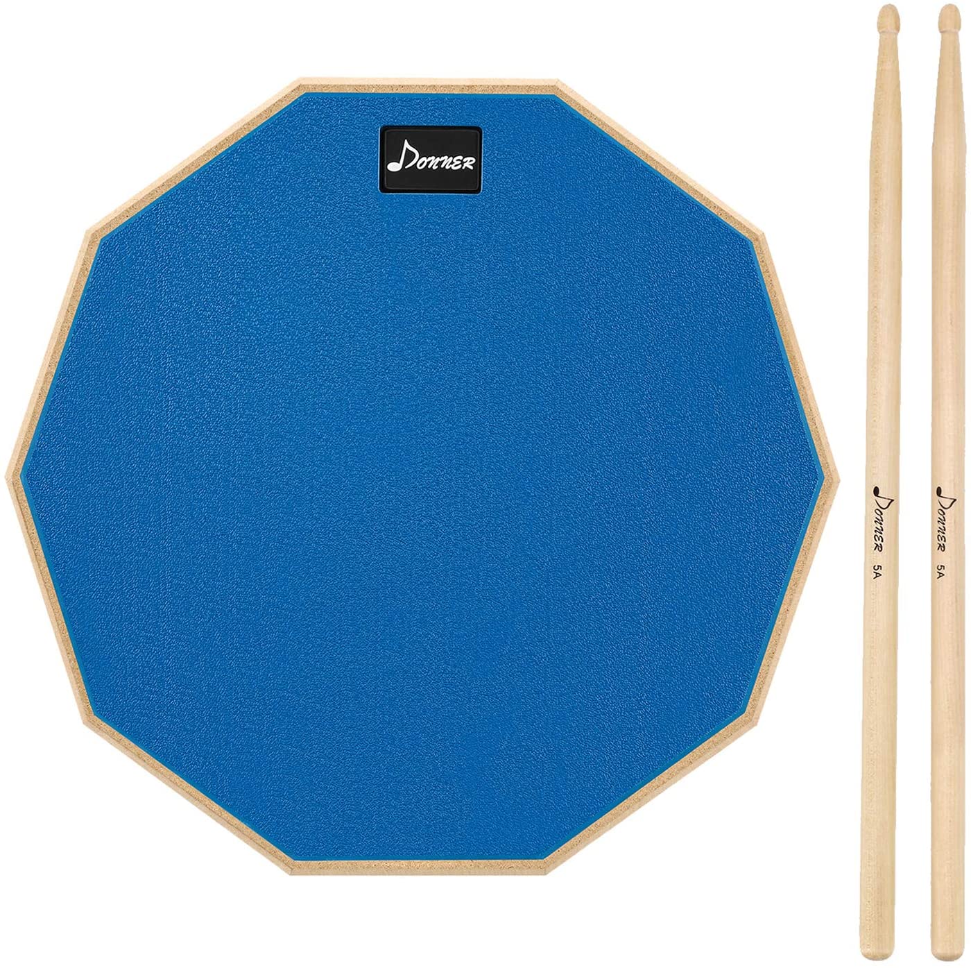 

Donner Drum Practice Pad, 12 Inch Double Sided Silent Drum Pad With Drumsticks, Blue