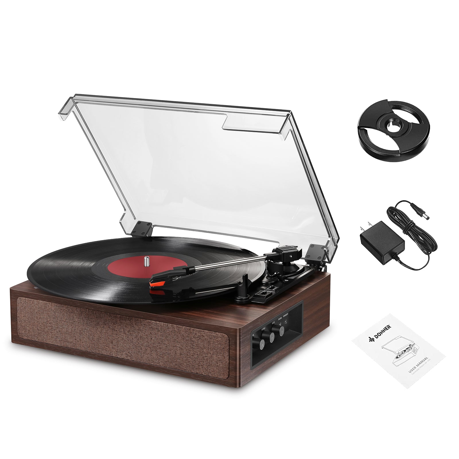 

Donner DP-100 Turntable Style and Bluetooth Speaker Supportwith Line-Output/Aux Input/Headphone Mode