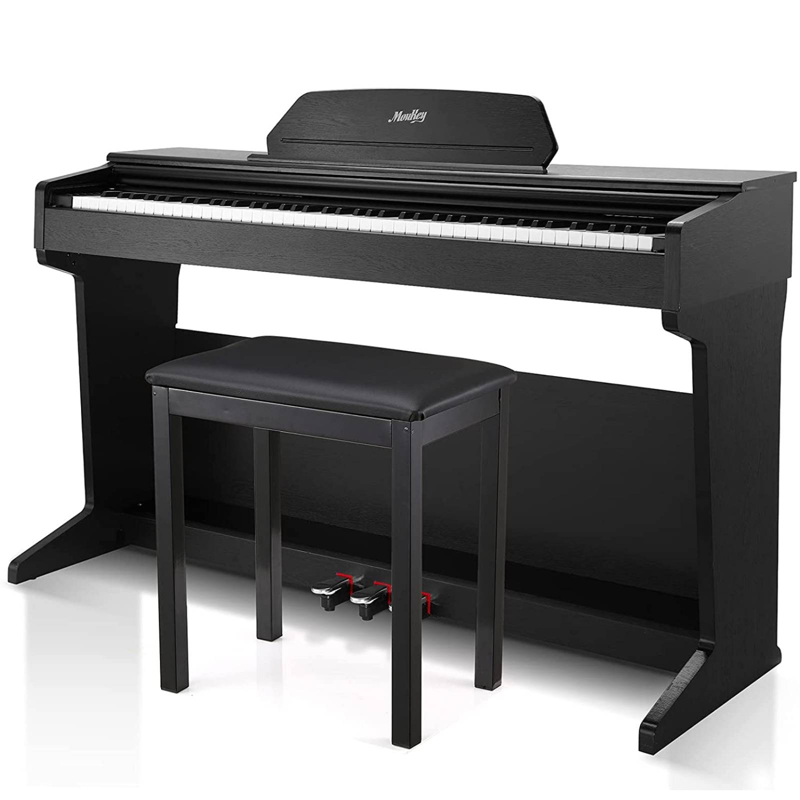 

Moukey MDP-450 88-Keys Upright Digital Piano for Beginners Semi-Weighted with Retractable Cover/Piano Stool/Triple Pedals/Power Adapter