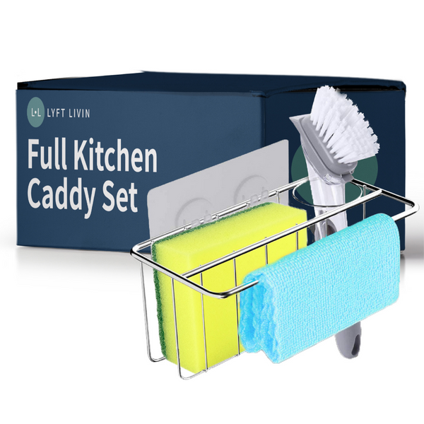 Cisily Kitchen Sink Caddy Organizer, Sponge Holder for Kitchen Sink, SUS  304 Stainless Steel Sponge Organizer, Scrub Daddy Holder, Dish Brush Holder