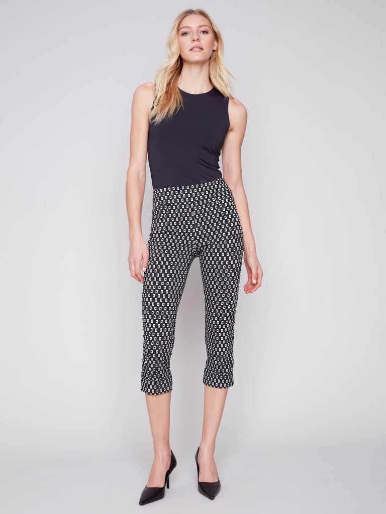 Womens Pull-On Capris  Cropped Crinkle Cotton Pants