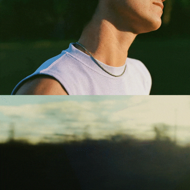 Diptych of two images: transmasc person and view out of a car window
