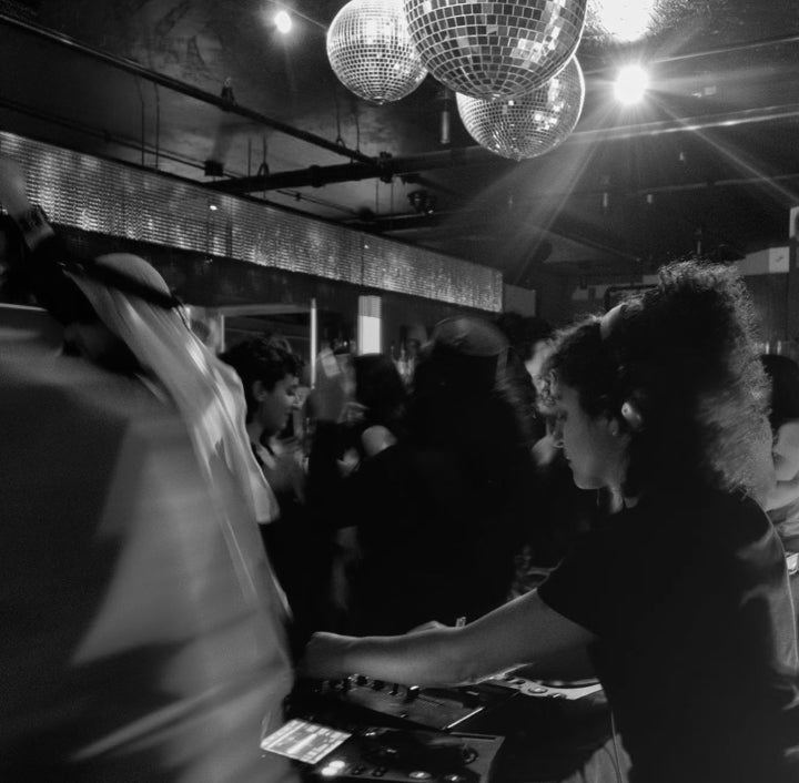 DJ and dancefloor at Dorothy Downstairs lesbian lounge