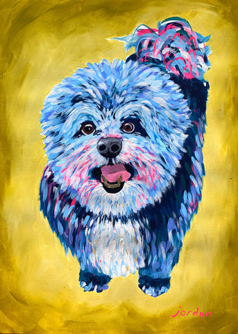 Original Dog Portrait Painting Unique