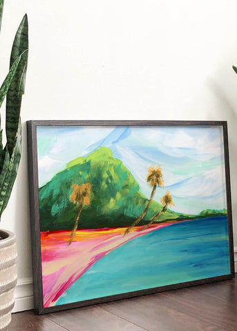 Tropical Colorful Vibrant Beach Painting Art Print Framed Home Decor