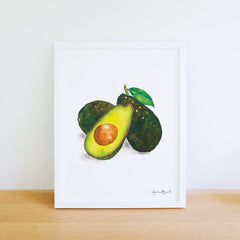 Avocados Watercolor Kitchen Art Print by Artist Jordan McDowell