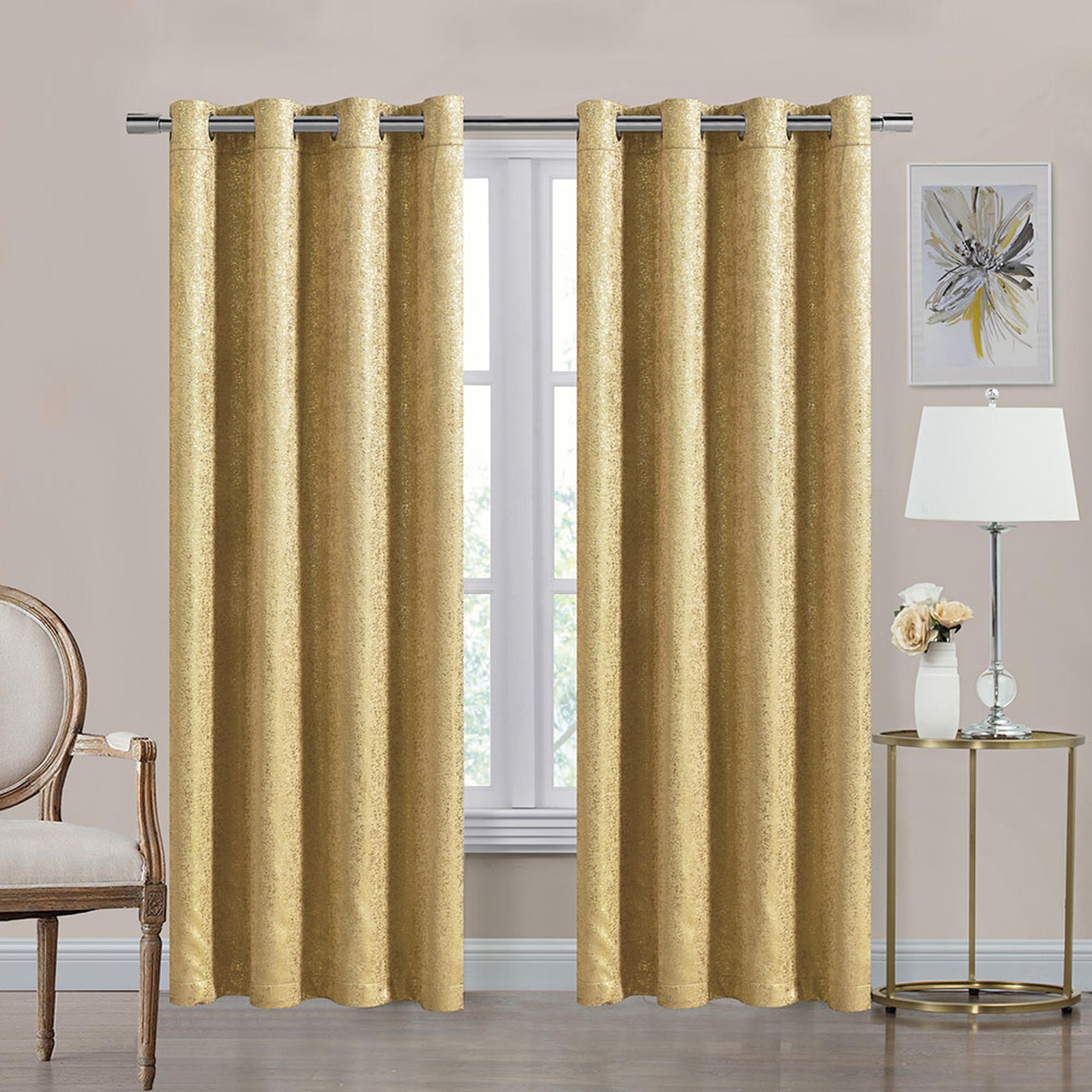 Sparkle Blackout Room Darkening Gold Eyelet Curtains | Imperial Rooms