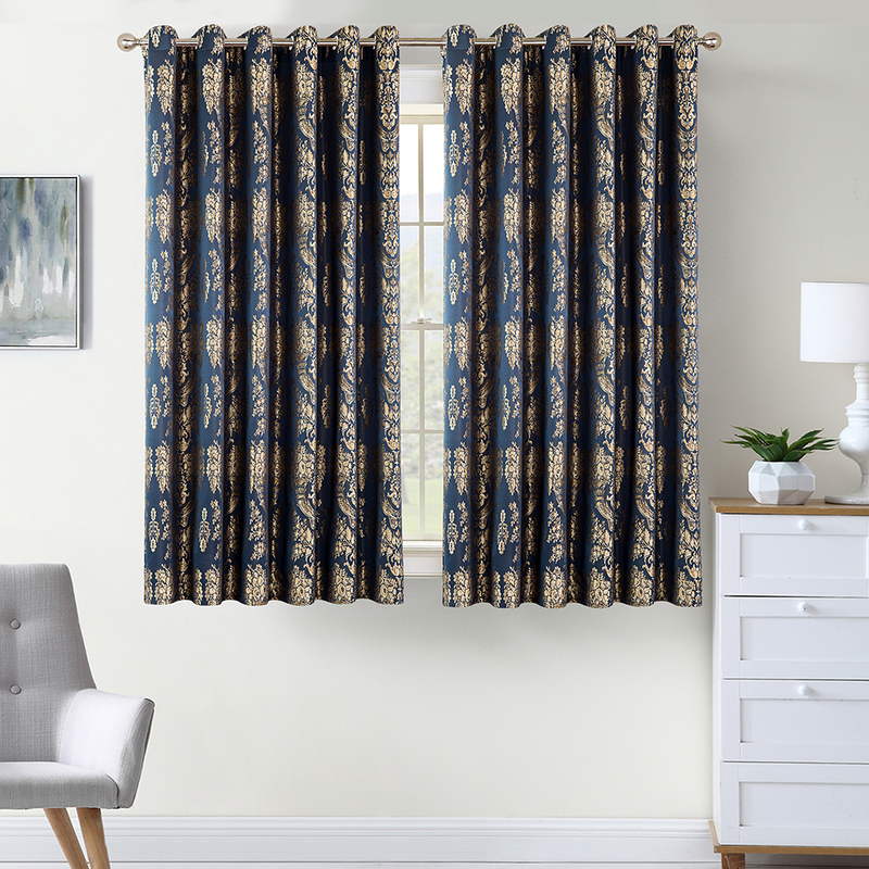 Blue Living Room Curtains | Jacquard Ring Top | Imperial Rooms