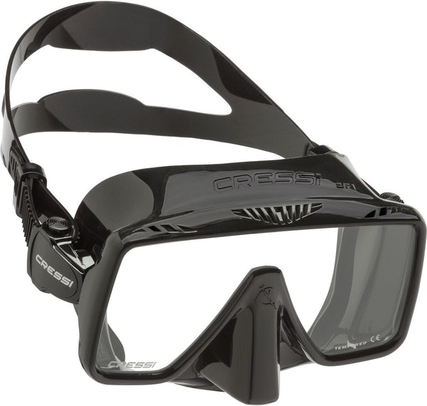 Open Box Cressi Diving Big Eyes Evolution Mask Black/HD Mirrored Lenses
