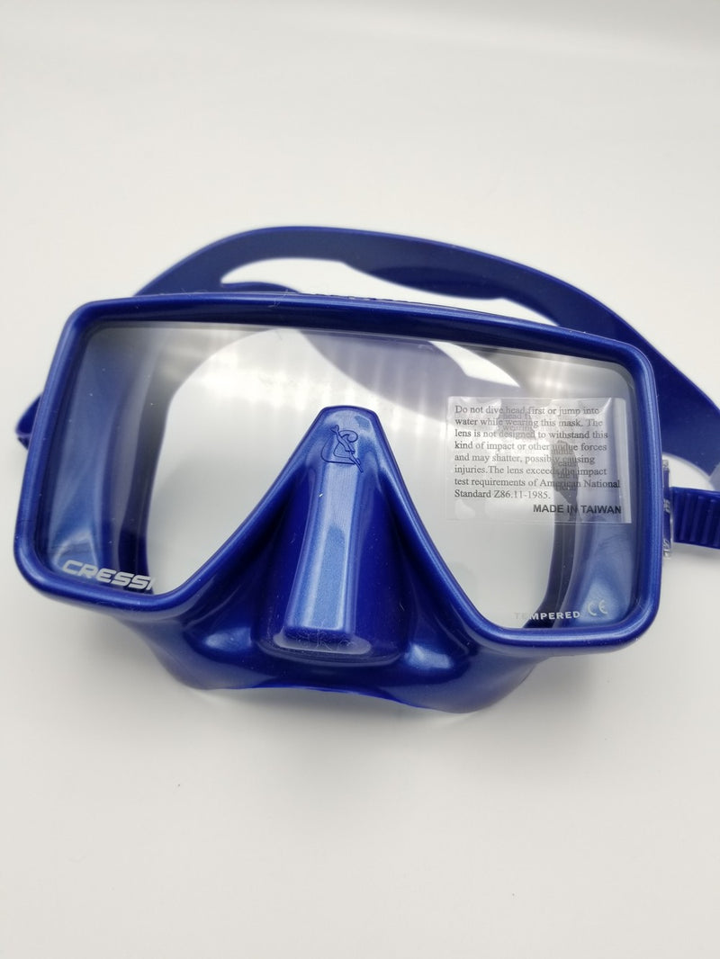 Used Cressi SF1 Squared Frameless Dive Mask - Blue Metal - DIPNDIVE