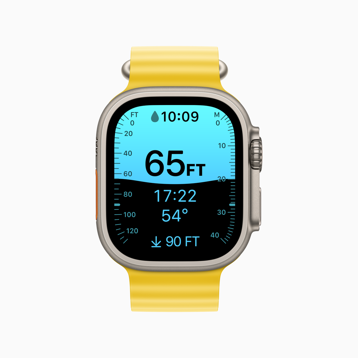 yellow strap apple watch dive metrics