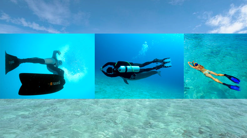 the difference between scuba, snorkeling and freediving fins