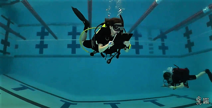 east coast divers exam underwater