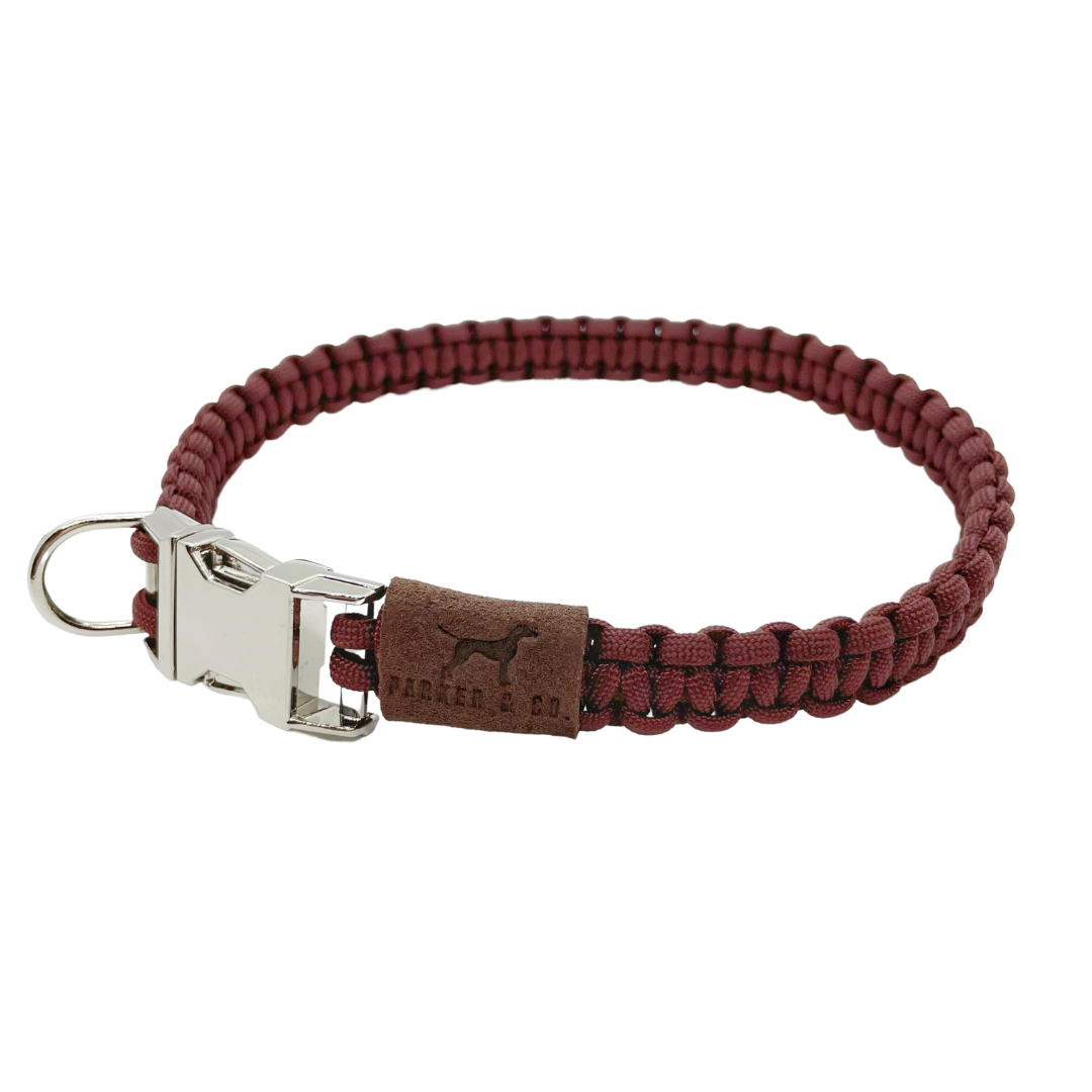 Paracord dogleash collar beads leather o-rings hooks buckle