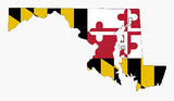 Image of a stylized map of Maryland using the state flag as a fill