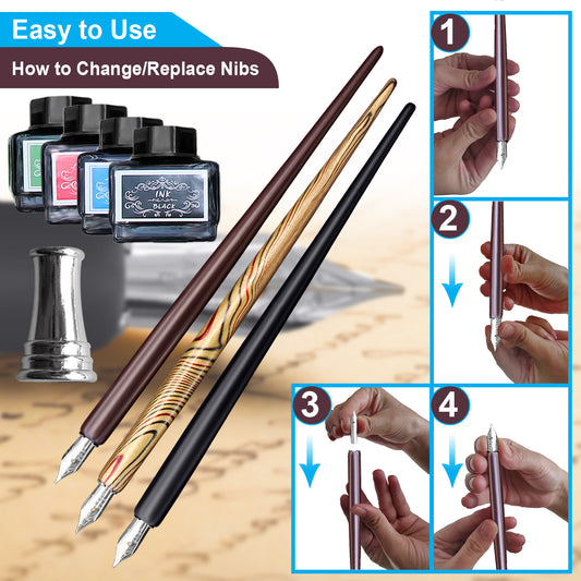 Wooden Calligraphy Pen Set for Beginners - Trustela