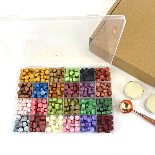 Comealltime Wax Seal Kit with Gift Box, 624 Pcs Wax Seal Beads with 2 Pcs  Wax Seal Stamps, Sealing Wax Warmer, Wax Seal Metallic Pen, Envelope