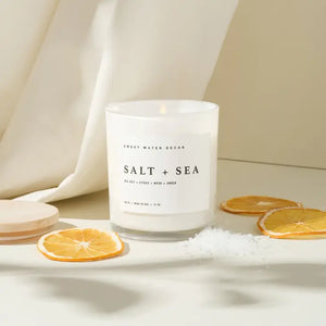 Salt and Sea Soy Candle - White Jar - 11 oz - TerraForm Elements