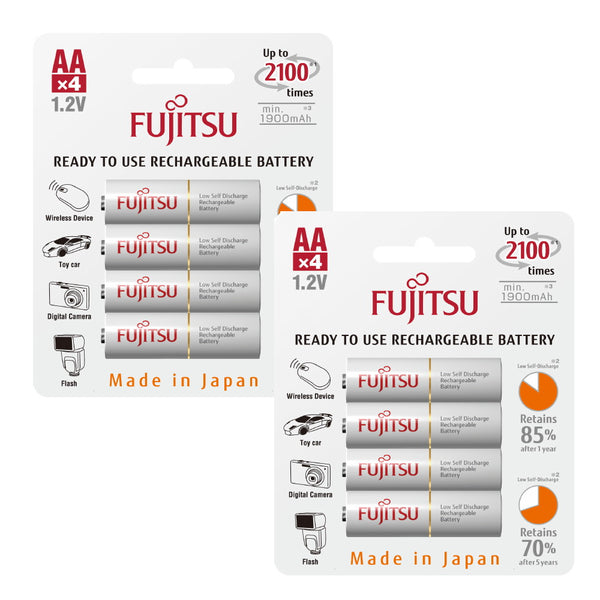 4 FUJITSU READY-TO-USE HR3UTC AA RECHARGEABLE BATTERY NIMH 1.2V MIN. 1