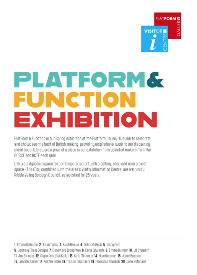 Platform and Function Exhibition at Platform Gallery Clitheroe