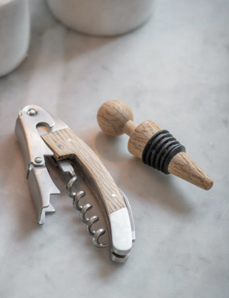 Garden Trading Bottle Opener and Stopper Set - Oak