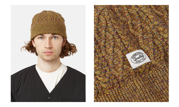 Snow Peak Alpaca Mixed Knit Beanie Hat - Mustard Yellow