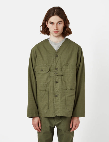 Engineered Garments Cardigan Jacket (Cotton Ripstop) - Olive Green