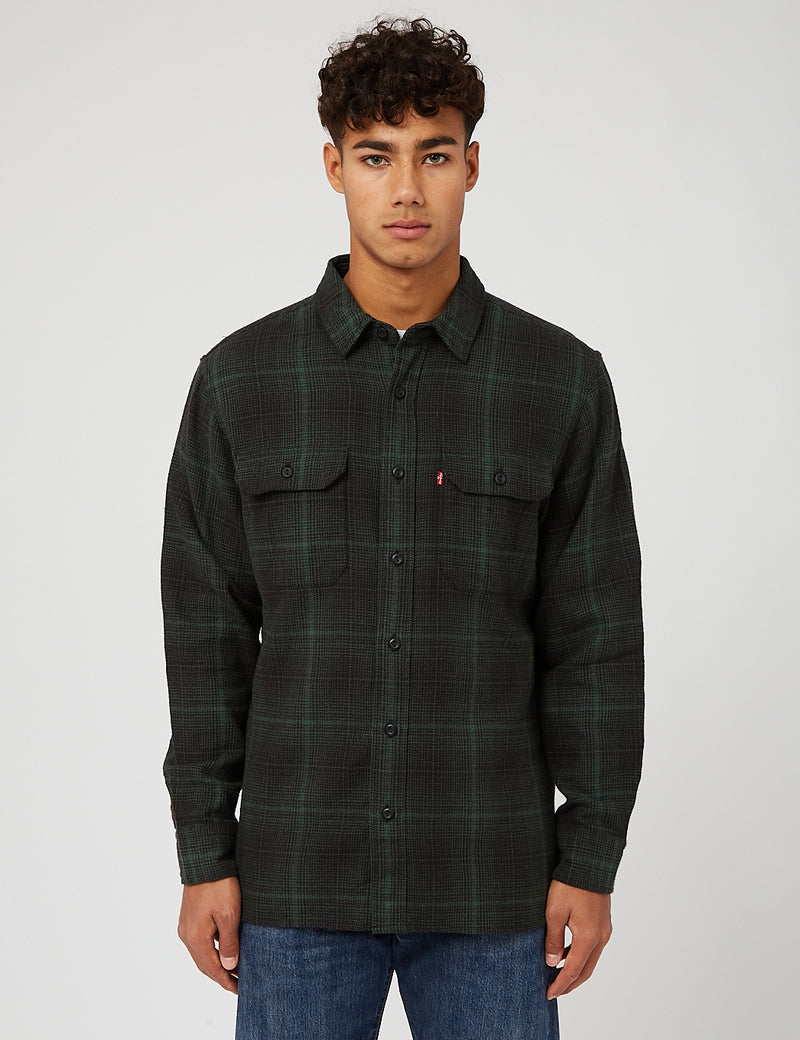 Levis Classic Worker Plaid Overshirt - Pine Needle Green | Article.