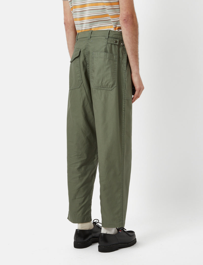 Beams Plus 1 Pleat Trousers (80/3 Cotton Satin) - Sage Green I Article.