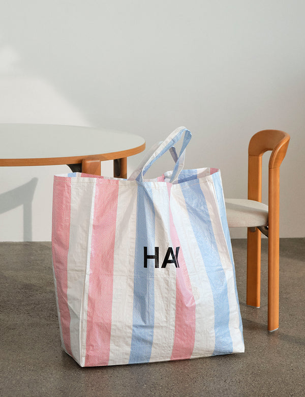 HAY Blue tote bag, L, red logo