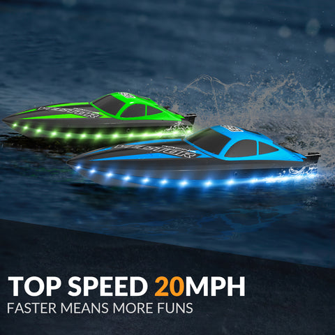 VOLANTEXRC Vector Lumen RC Toy Boat 20mph Fast for Kids Pools Lakes LED Lights Fun Toys