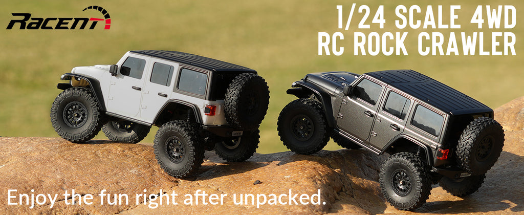 RACENT 1:24 Crawler RC Monster Truck Rock Climbing with led Light (78701 White)