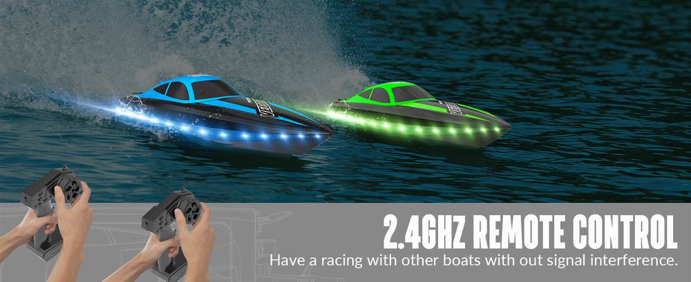 VOLANTEXRC Vector Lumen RC Toy Boat 20mph Fast for Kids Pools Lakes LED Lights Fun Toys