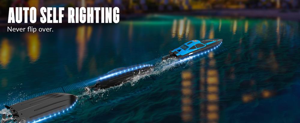 VOLANTEXRC Vector Lumen RC Toy Boat 20mph Fast for Kids Pools Lakes LED Lights Fun Toys