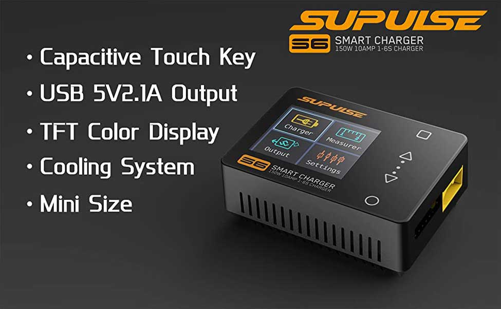 SUPULSE S6 Balance Charger Discharger for 1S-6S LiPo Battery  NiMH/NiCD/Li-PO/Li-Fe/Pb