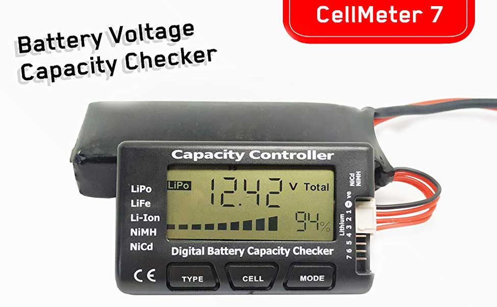 Capacity Controller CELLMeter-7 Digital Battery Capacity Checker Battery Balancer Tester LCD for LiPo-Life-Li-ion-NiCd-NiMH