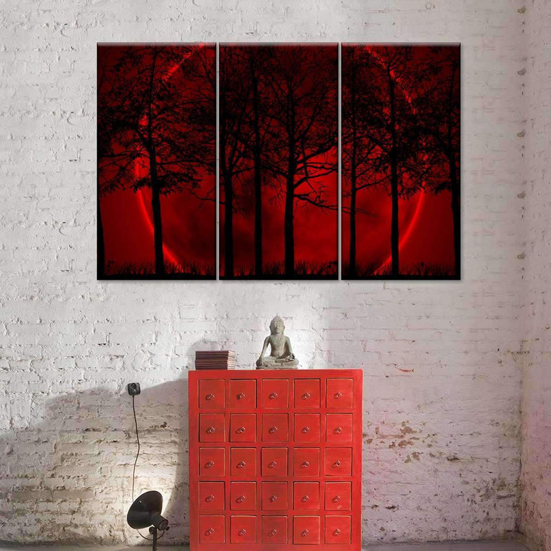 'Blood Moon' Framed Canvas Wall Art Multi Panel Art 