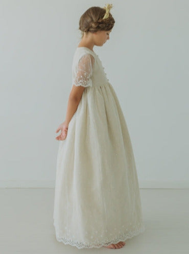 Vestido comunión niña de lino. Tenerife y online. – AnandA Novia