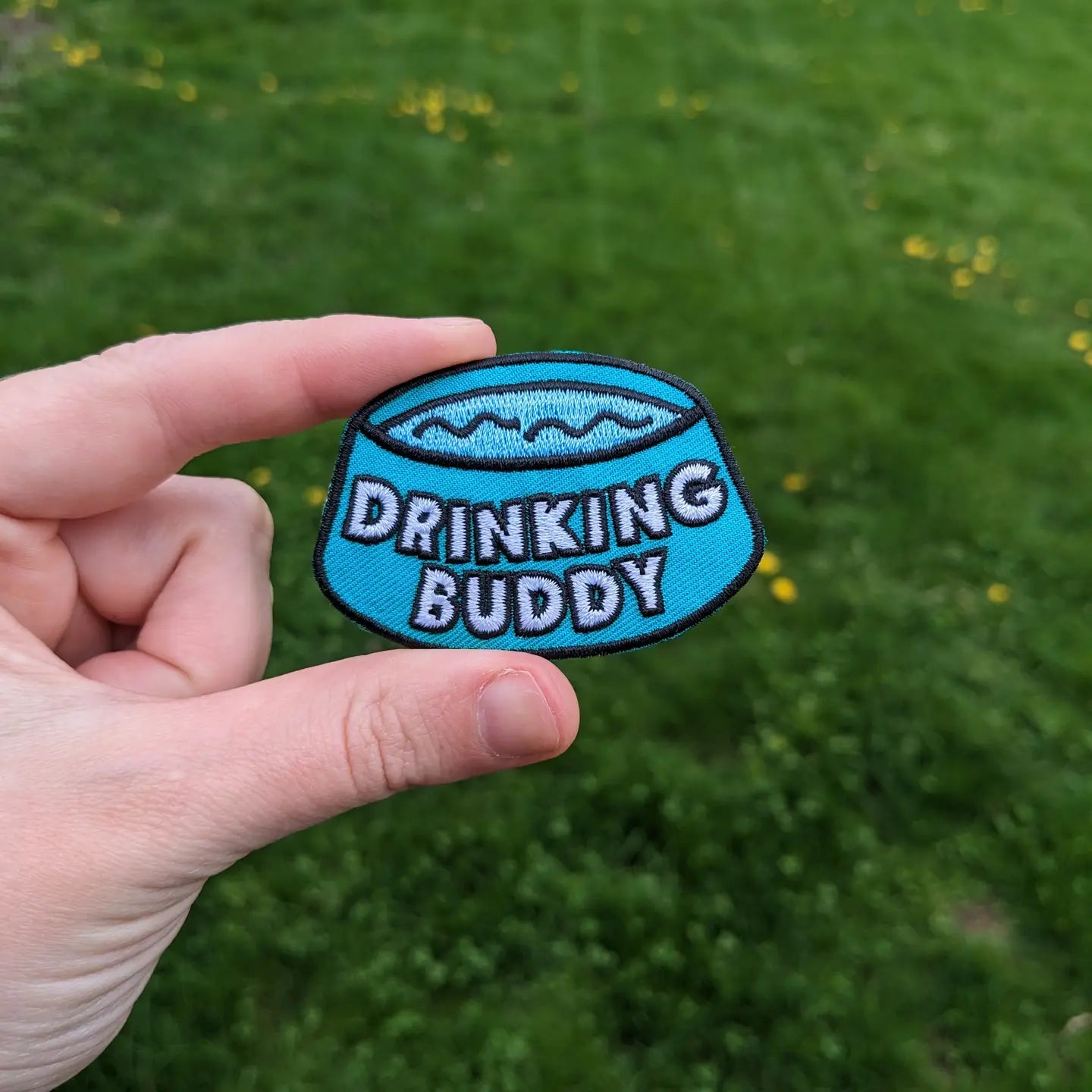 "Drinking Buddy" Merit Badge Iron-On Patch for Dogs